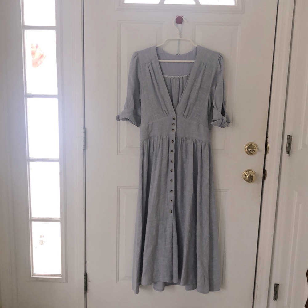 Free People Linen Dress in a light blue. New with tags Size small.
